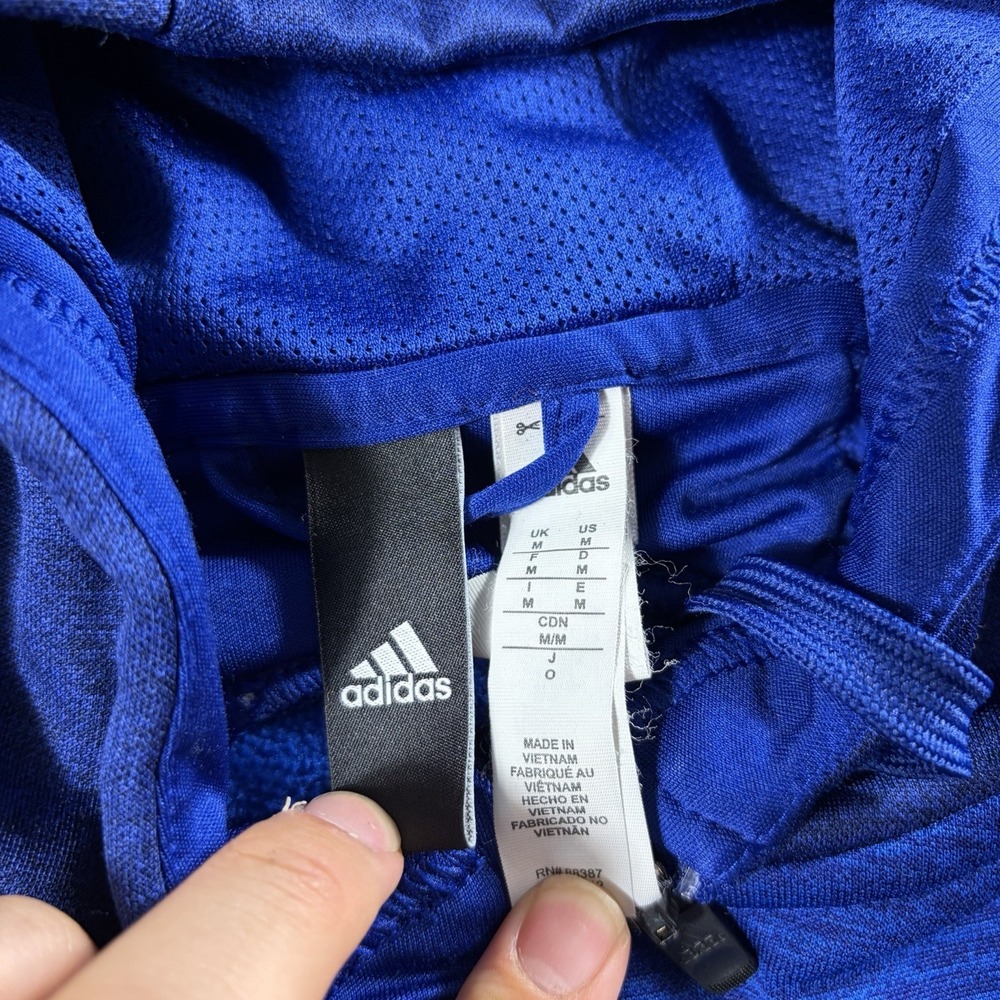 Adidas Mens Medium Blue Full Zip Hoodie Climalite Athletic Jacket - Picture 4 of 5
